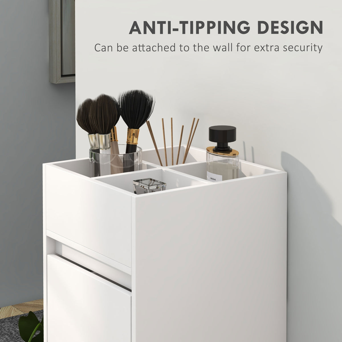 Slim bathroom storage cabinet