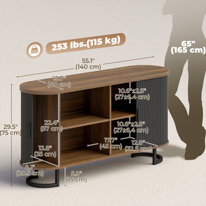Fluted Sliding Door Sideboard Cabinet 55 in