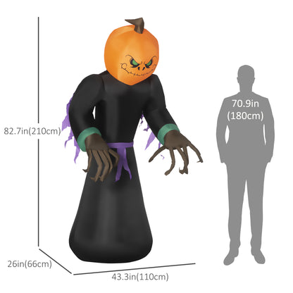 Inflatable Halloween Pumpkin Reaper Decoration 7ft