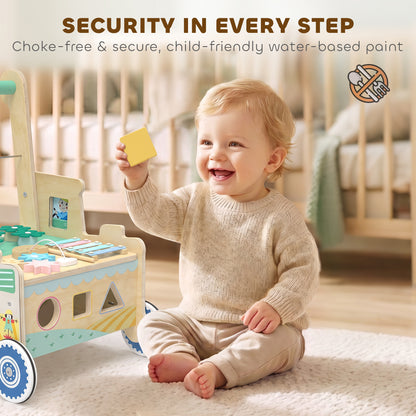 Wooden Montessori Baby Push Walker Activity Centre
