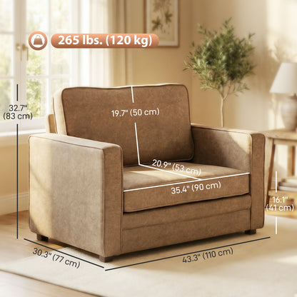Accent Armchair Wide Seat Velvet-Feel Pocket Spring Cushion