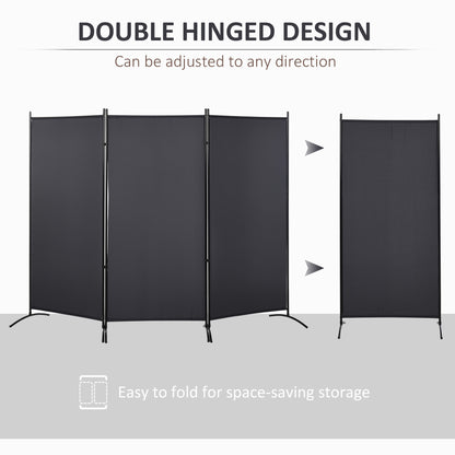 3-Panel Room Divider with Dual-Directional Hinges