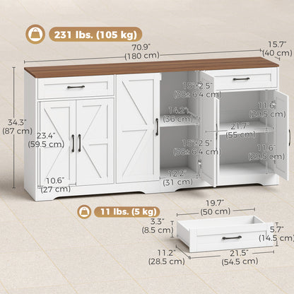 Aparador de comedor estilo rústico 180 cm