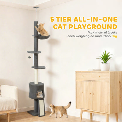 Árbol para gatos de altura regulable con rascadores y hamaca