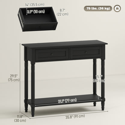 Entryway Console Table with 2 Drawers and Shelf