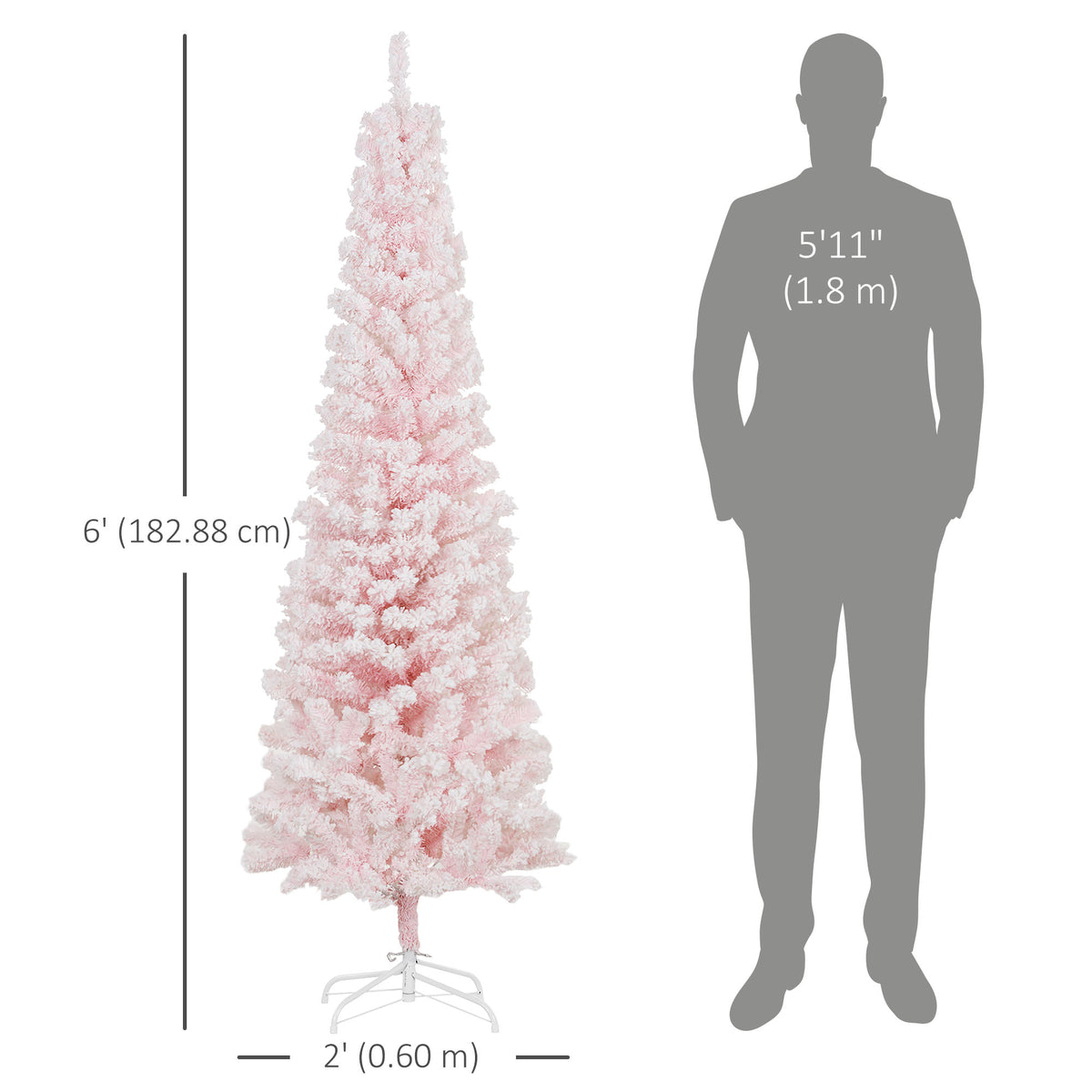 Árbol de Navidad lápiz nevado plegable 183 cm