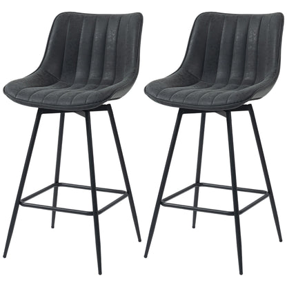 Set of 2 Counter Height Barstools PU Leather