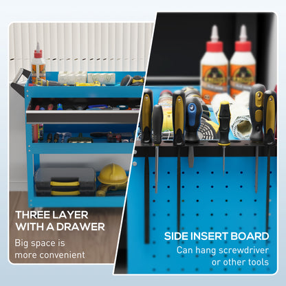 Rolling steel tool cart