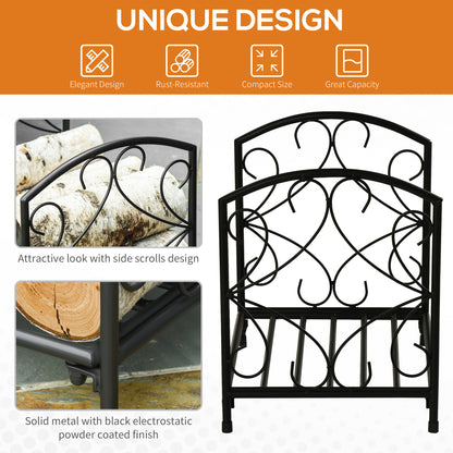 Heavy-duty metal fireplace log holder