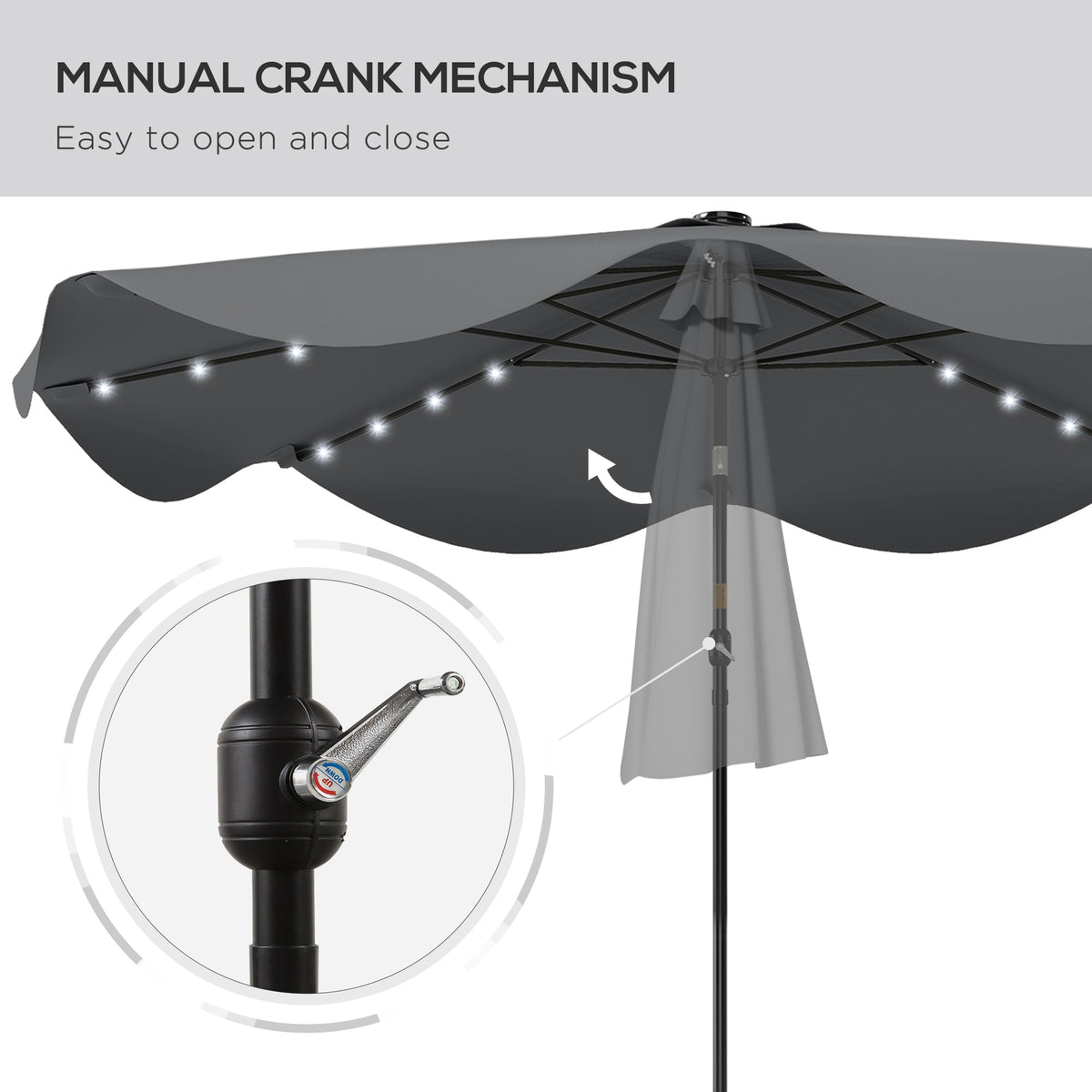 Solar LED Tilting Patio Umbrella 10 x 10 ft