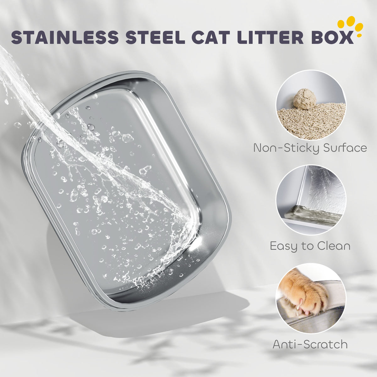 Enclosed Stainless Steel Cat Litter Box with Lid