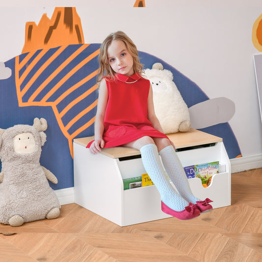 Wooden Kids Toy Box with Lid and Safety Hinge