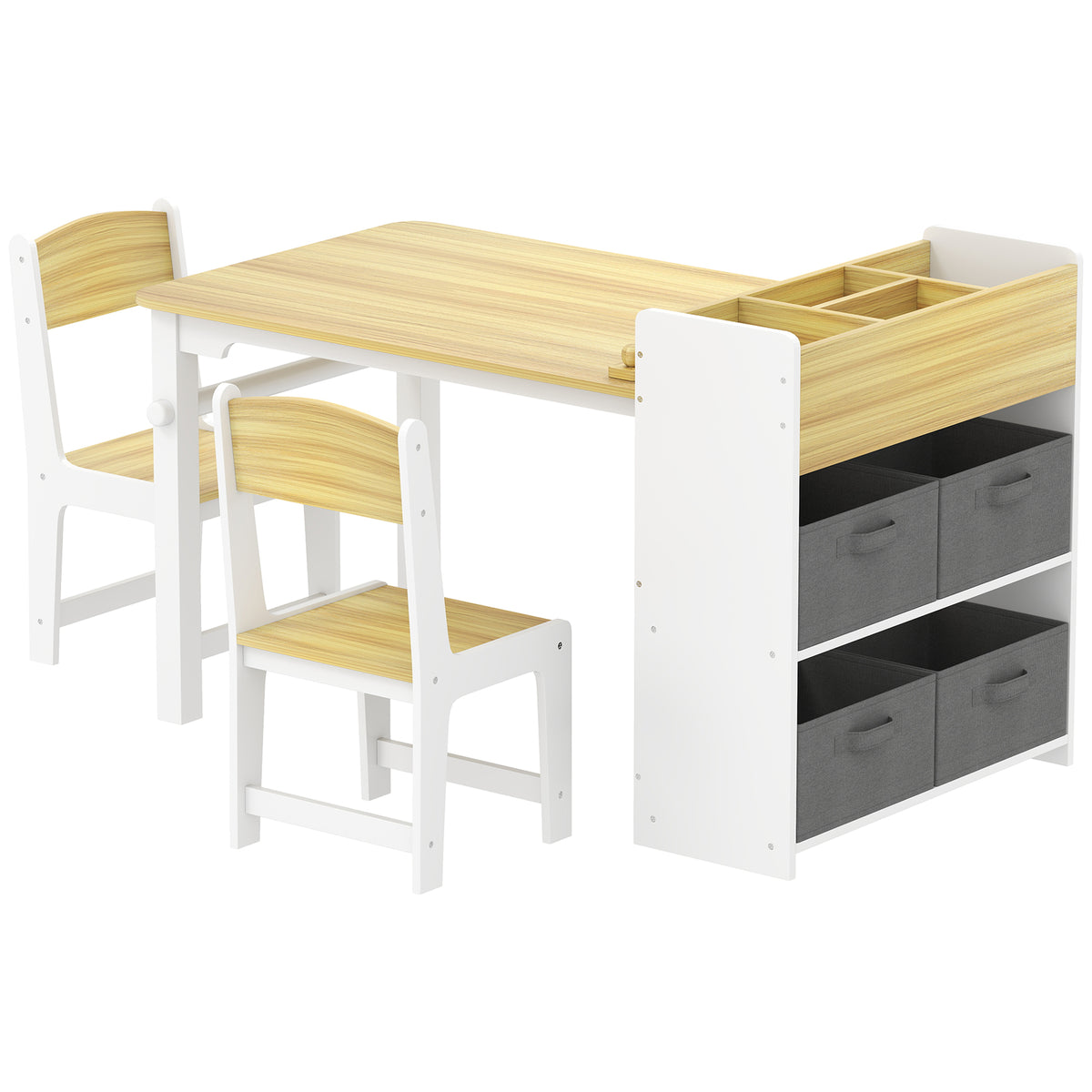 Kids Table and Chairs Set with Paper Roll — Set of 3