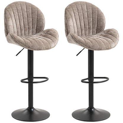 Bar stools swivel set of 2 chenille adjustable height
