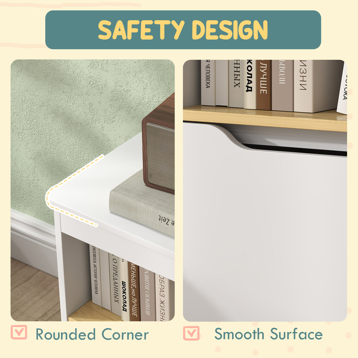 Kids Bookshelf with Storage Drawers