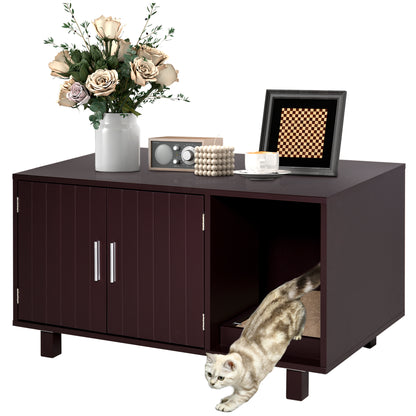 Mueble oculto para arena de gatos, mesa auxiliar con rascador