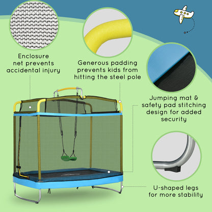 Kids Trampoline with Safety Net and Swing