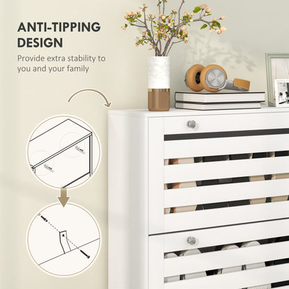 Narrow shoe storage cabinet 3 flip drawers