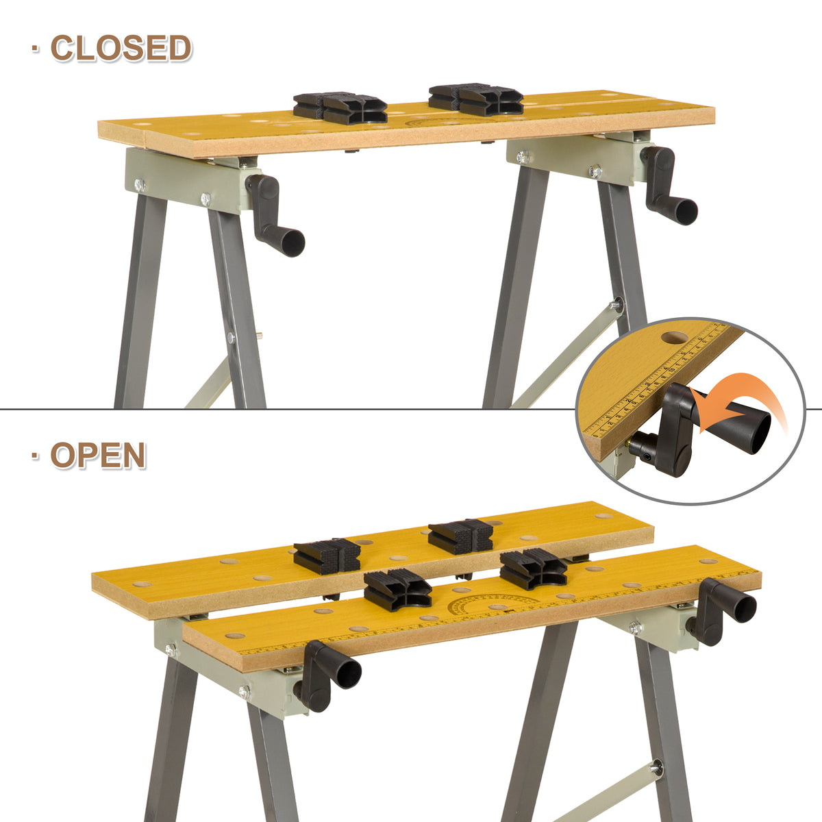Foldable Work Bench 100 kg Capacity with 4 Adjustable Clamps