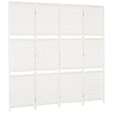 4-Panel Folding Room Divider with Shelves and Wood Frame