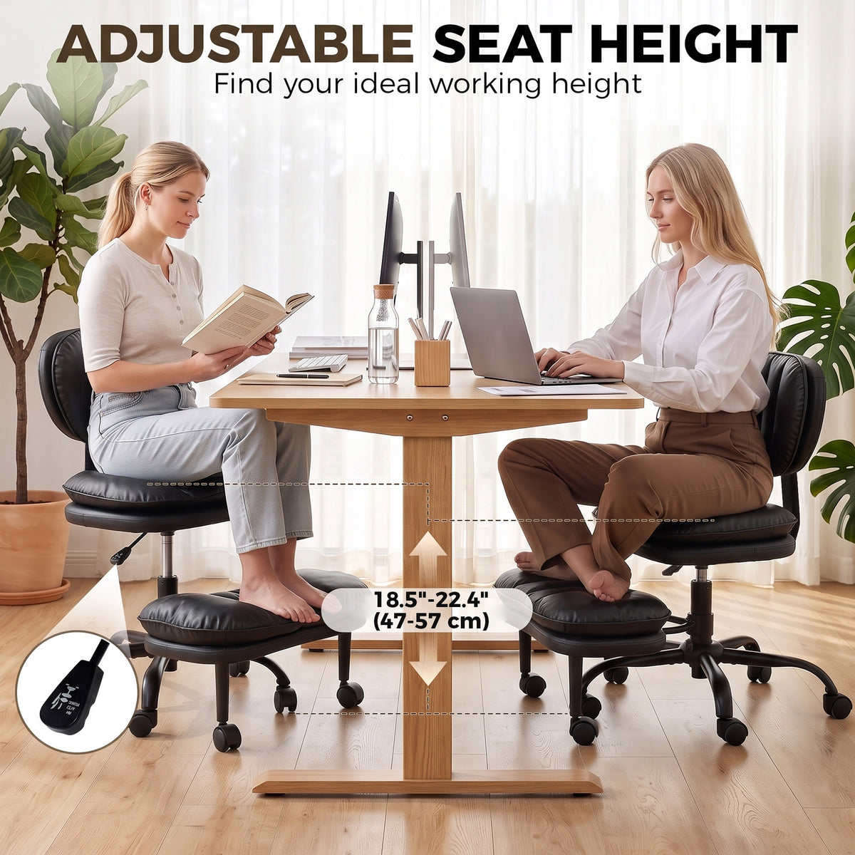 Ergonomic cross-legged office chair