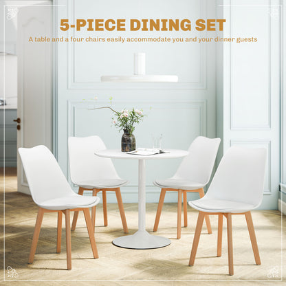 5-Piece Round Dining Set Pedestal Base Padded Chairs