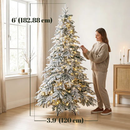 Árbol de Navidad artificial iluminado y nevado