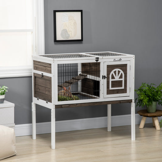 Rabbit Hutch Dual-Height Design — White and Coffee
