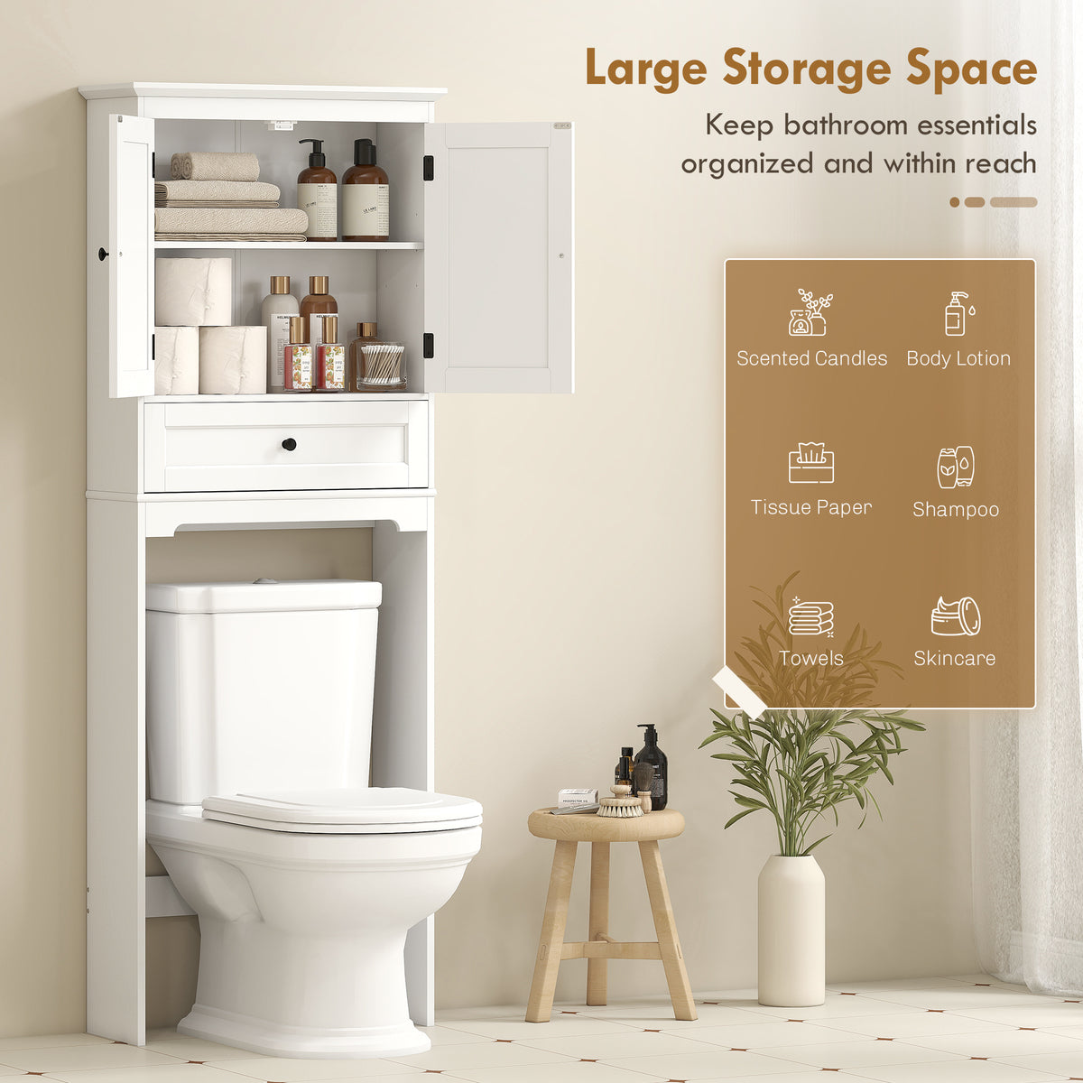 Over The Toilet Storage Cabinet with Drawer