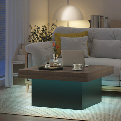 Square Coffee Table with 16-Colour LED Lights