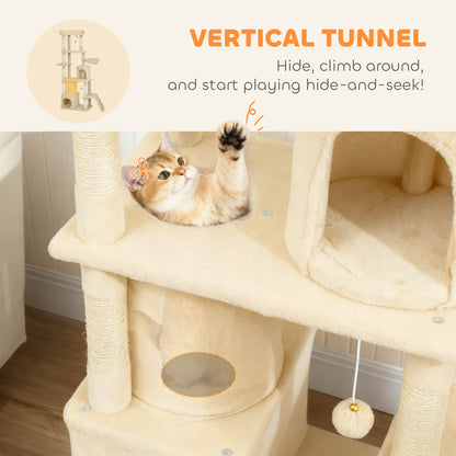 Large multi-level cat tree scratching posts tunnel