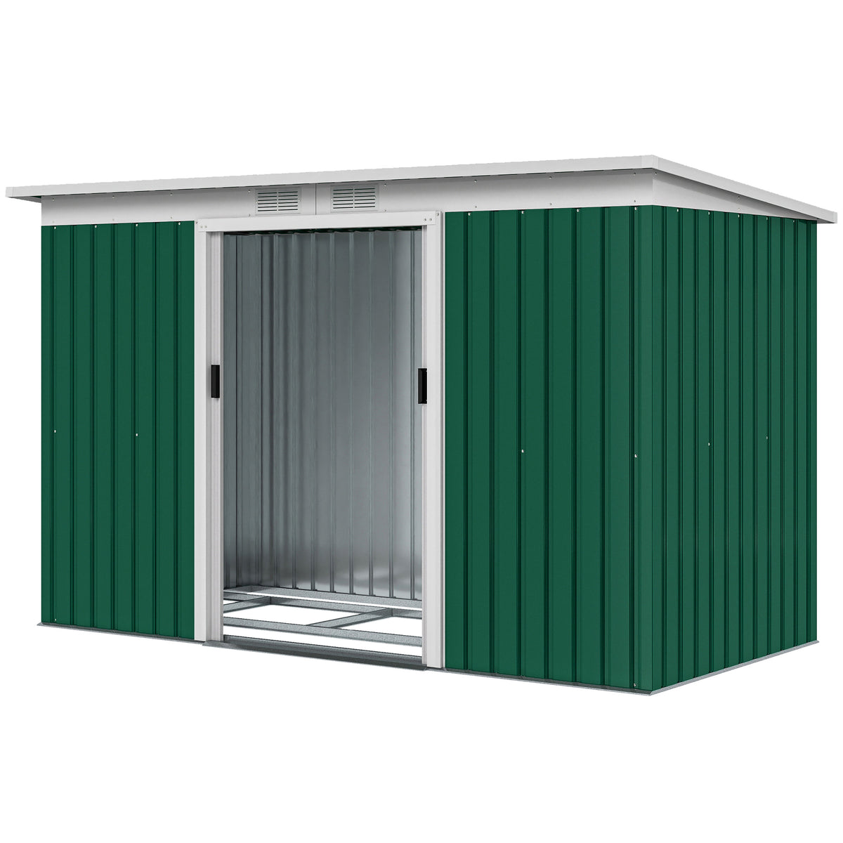 Galvanized Steel Garden Shed with Double Sliding Doors