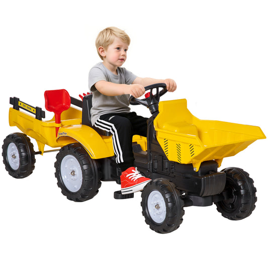Kids Pedal Ride-On Dump Truck with Detachable Trailer