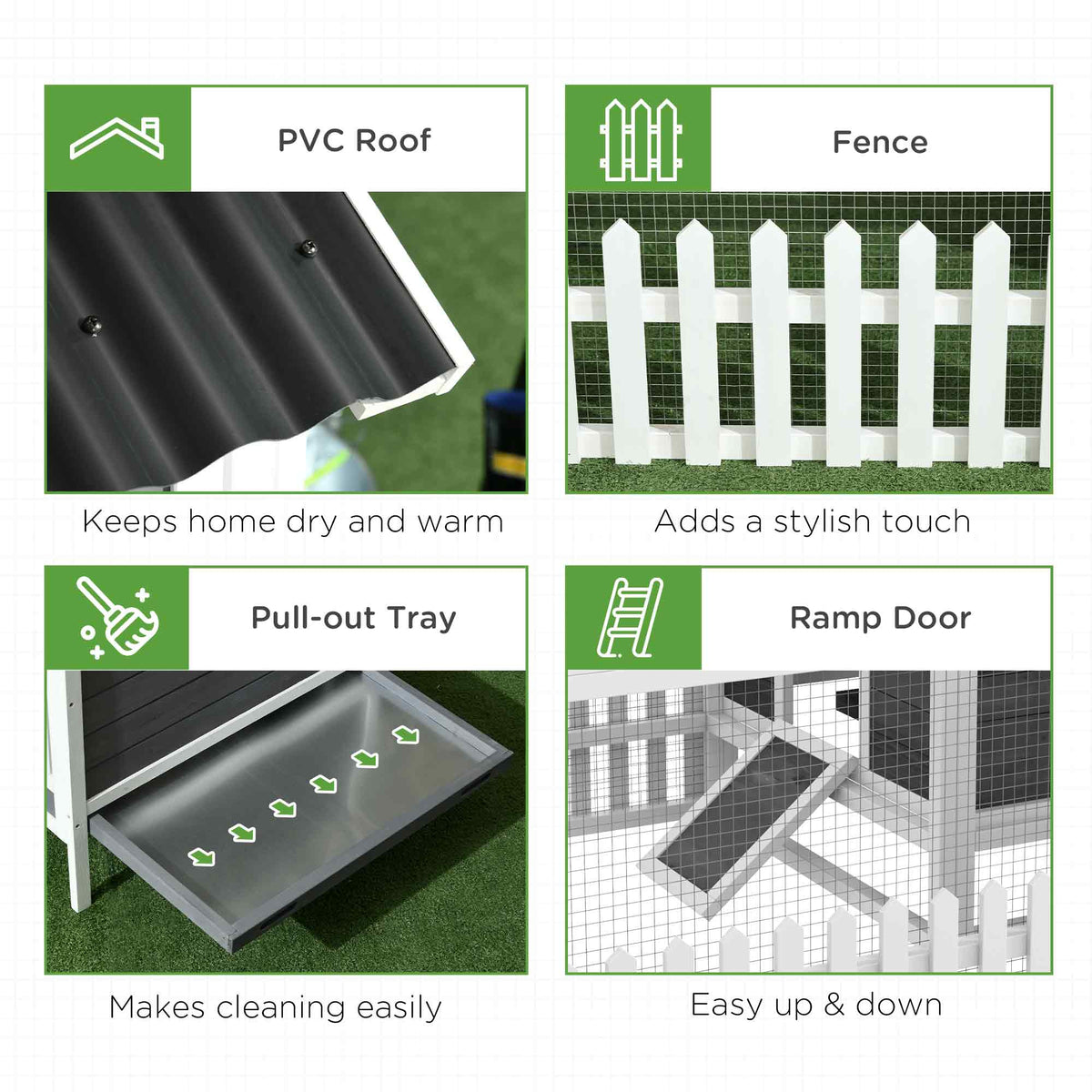 Wooden Chicken Coop with Outdoor Run