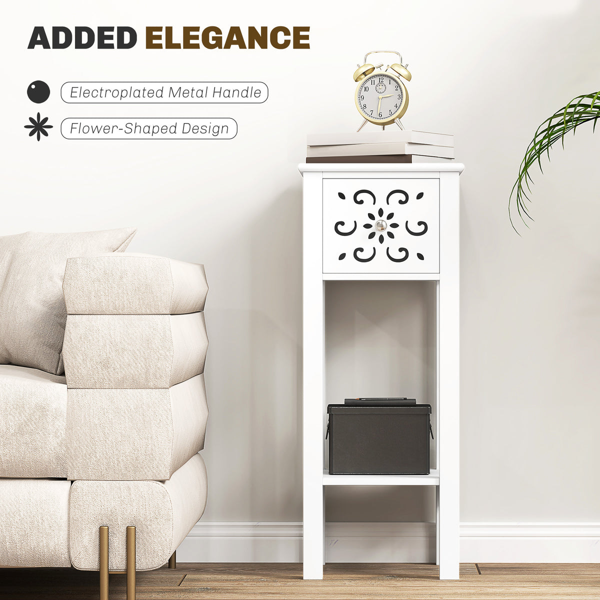 Nightstands with drawer and open shelf set of 2