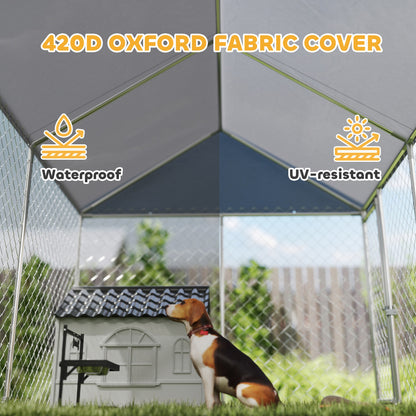 Canil exterior de acero galvanizado para perros con techo impermeable
