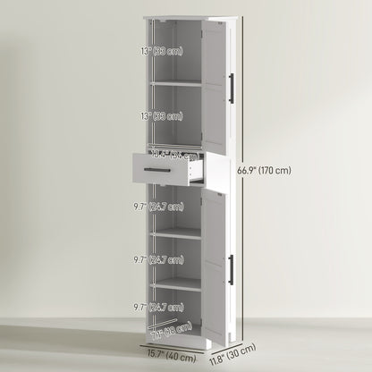 Tall Bathroom Cabinet Barn Doors Drawer Adjustable Shelves