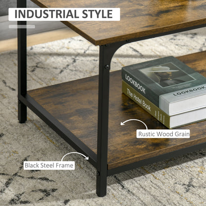 Mesa de centro industrial con estante de almacenamiento