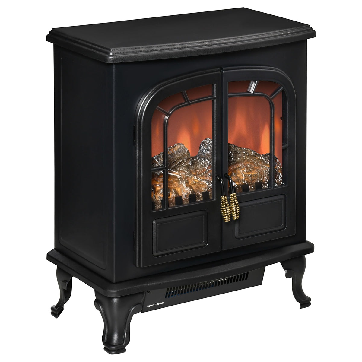 Electric Fireplace Stove Double Door with LED Flame Effect