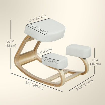 Ergonomic wooden kneeling chair for posture