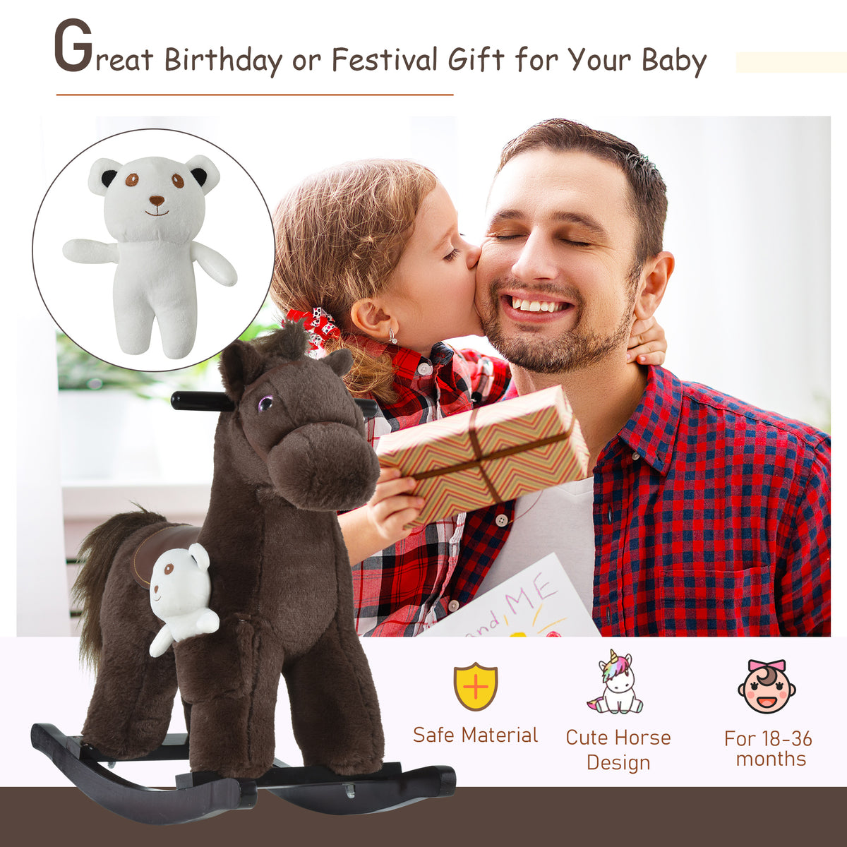 Kids Plush Rocking Horse Toy with Sounds