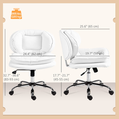 Swivel wide office chair without arms leathaire