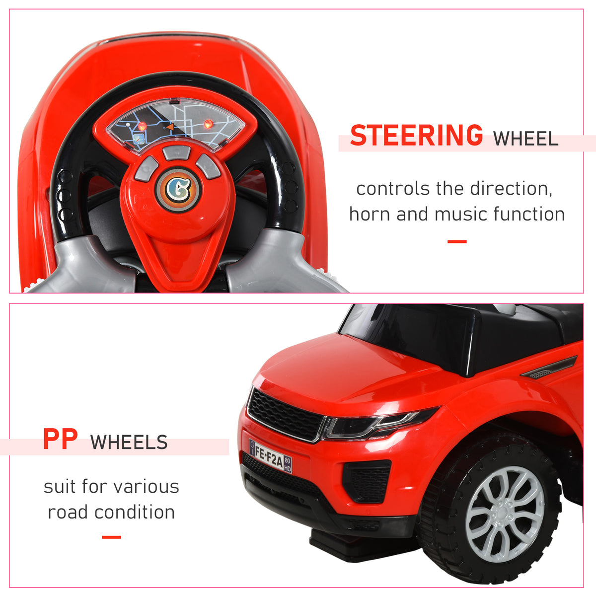 3-in-1 Toddler Push Ride-On Car