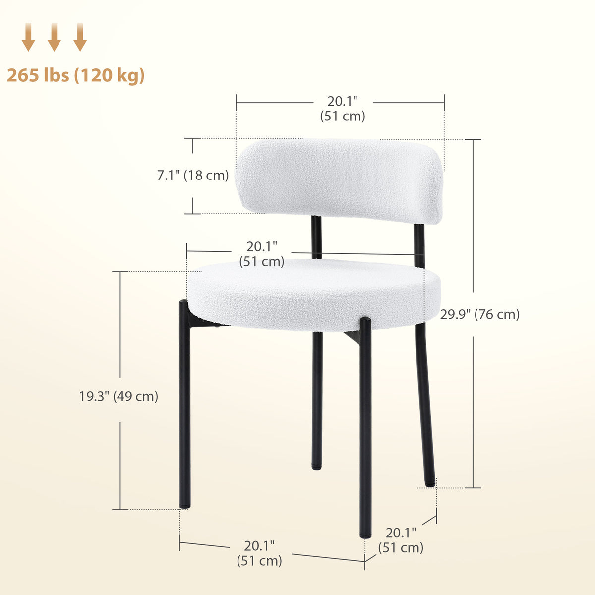 Juego de 4 sillas de comedor modernas acolchadas