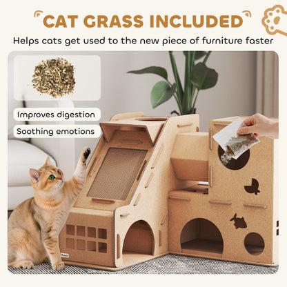 Multi-level cardboard cat house condo