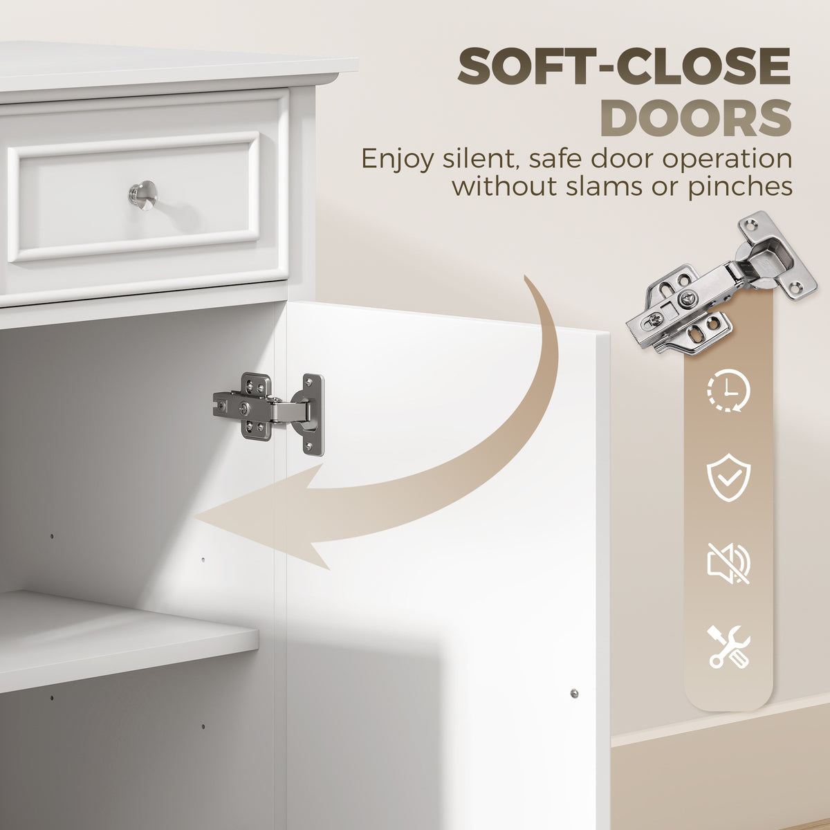 Sideboard Buffet Cabinet Soft-Close Doors 3 Drawers 54in
