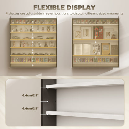 7-Tier Wall Display Cabinet with Glass Doors