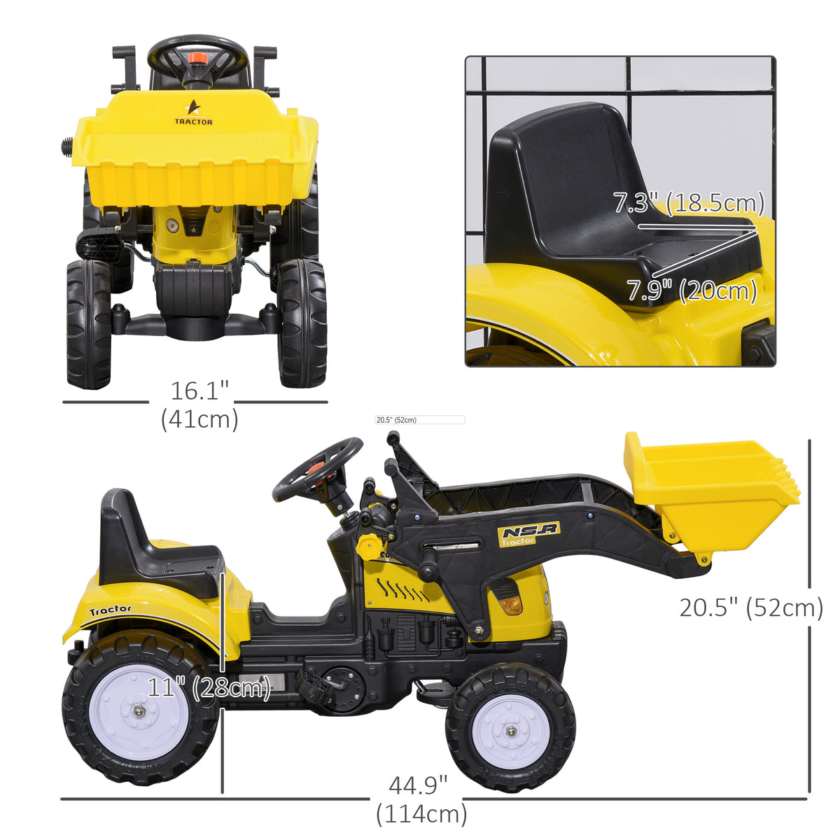 Kids Ride On Tractor with Front Loader