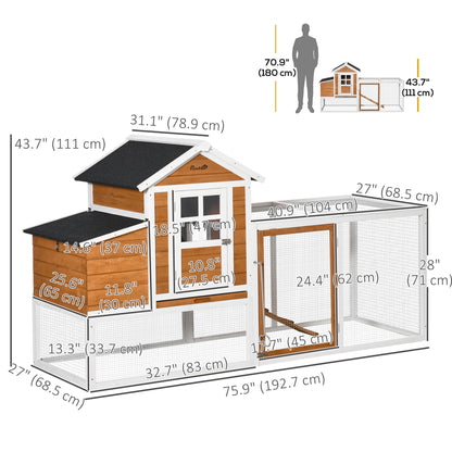 Large Chicken Coop with Nesting Box and Covered Run
