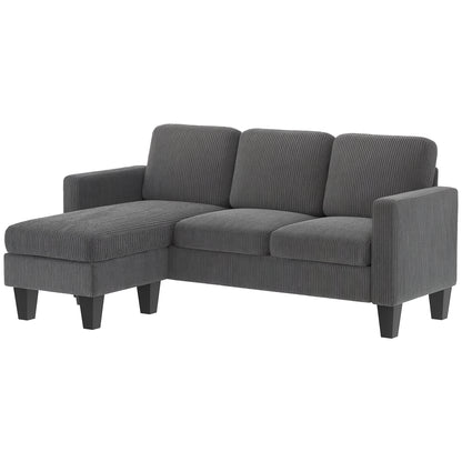 Sofá seccional en L con chaise longue o puf